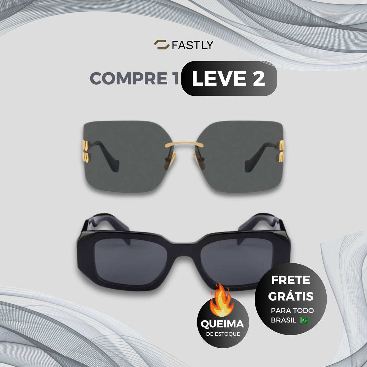 DEZEMBRO BLACK - 2 Óculos - MIU MIU | Prada - COMPRE 1 LEVE 2